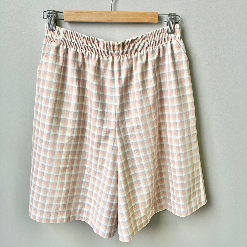 Vintage‎ Pull On Shorts Women's 14 Plaid High Rise Relaxed 90s Coastal Preppy